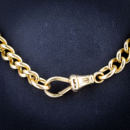 ANTIQUE 18CT YELLOW GOLD CURB LINK DOG CLIP CHAIN NECKLACE 1725 - ADDITIONAL PHOTO 5