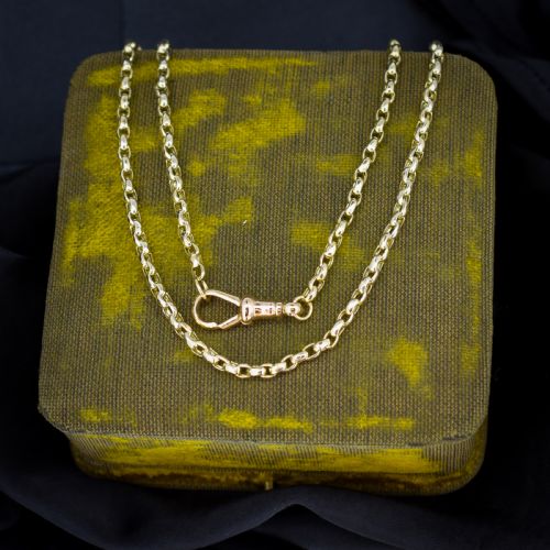 Antique Victorian 9ct Gold Faceted Link Chain Necklace with Dog Clip | 21.5"