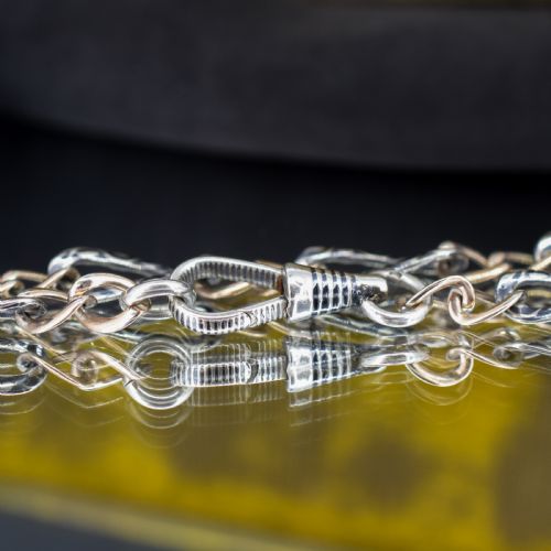 ANTIQUE NIELLO SILVER AND GOLD CHAIN BRACELET WITH DOG CLIP 775 - ADDITIONAL PHOTO 3