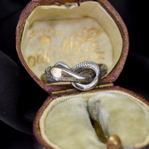 ANTIQUE SNAKE SERPENT SILVER DRESS RING