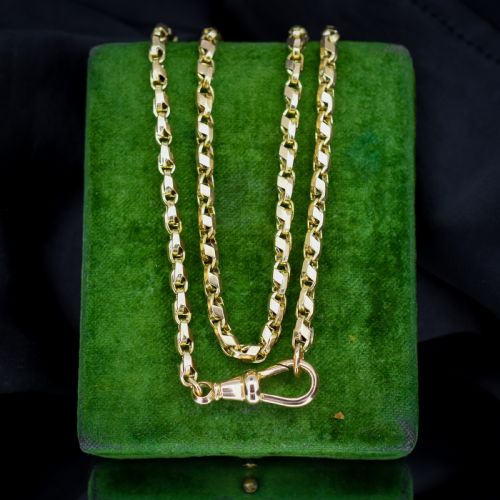 Antique 9ct Gold Tulip Link Fancy Chain Necklace with Dog Clip | 19"