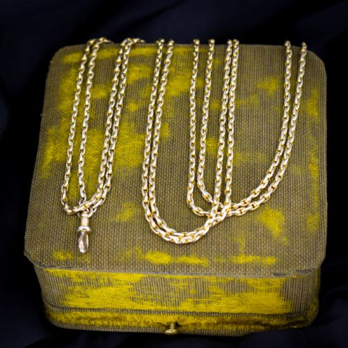 Antique 9ct Gold Faceted Guard Chain Necklace | 56" Length with Dog Clip