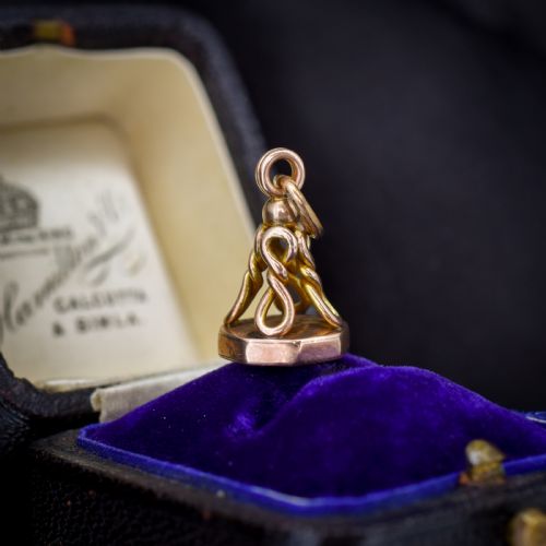 Antique Fancy Infinity 9ct Gold Plain Fob Seal Pendant