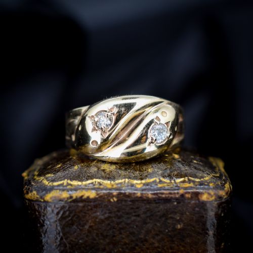 Vintage Diamond Double Snake Serpent 9ct Gold Ring - Chester 1936