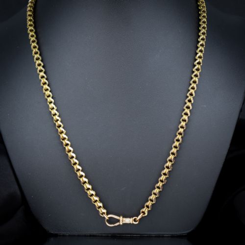 Antique Victorian 23.5" 15ct Gold Fancy Link Chain Necklace with Dog Clip - 30.1g