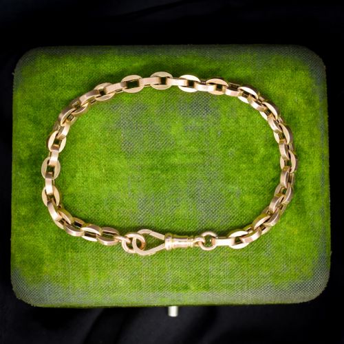 Antique 9ct Gold Oval Cable Link Dog Clip Bracelet | 8"