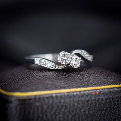 Antique Diamond 'Toi Et Moi' Two Stone Twist 18ct White Gold Ring