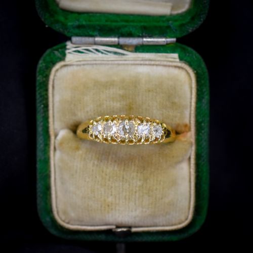 Antique '1917' Old Cut Diamond Five Stone 18ct Yellow Gold Ring