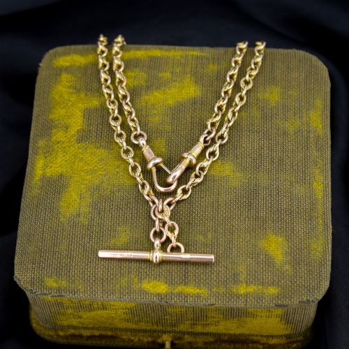 Antique 9ct Gold Love Knot Link Double Albert Watch Chain Necklace | 14.5"