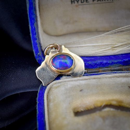 Antique Black Opal Triplet 9ct Gold Australia Travel Charm Pendant