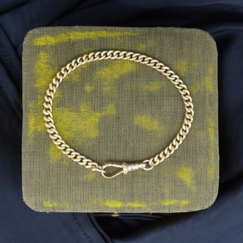 Antique 9ct Gold Uniform Curb Link Dog Clip Bracelet | 7.25"