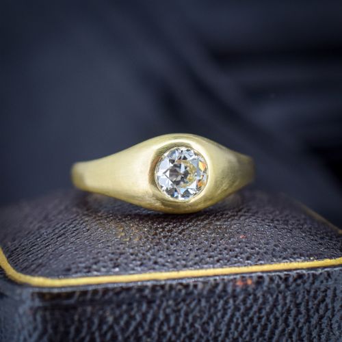 0.59ct Old Cut Diamond 18ct Yellow Gold Gypsy Band Ring
