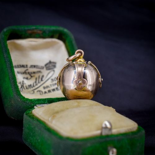 Antique 9ct Gold and Silver Large Masonic Ball Charm Pendant