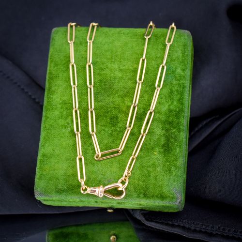 Antique 9ct Yellow Gold Paperlink Chain with Dog Clip | 16.75" Length