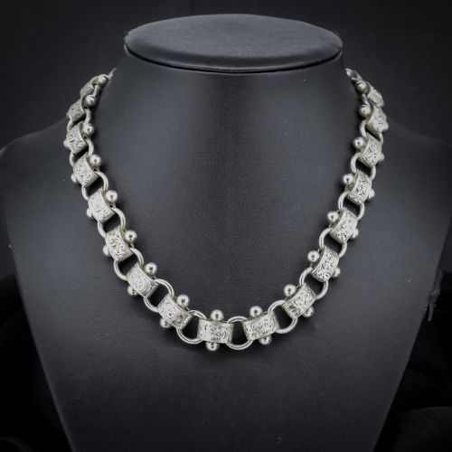 Antique Victorian Sterling Silver Chain Collar Necklace | 17.25"