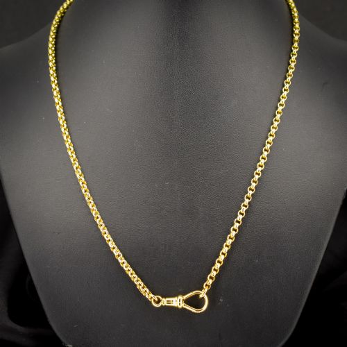 Antique Victorian 9ct Yellow Gold Faceted Belcher Link Chain Necklace with Dog Clip | 19.25"