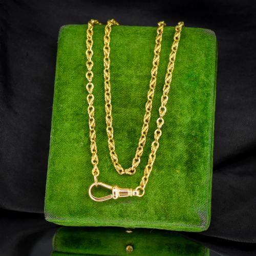 Antique 9ct Gold Love Knot Link Chain Necklace with Dog Clip | 20"