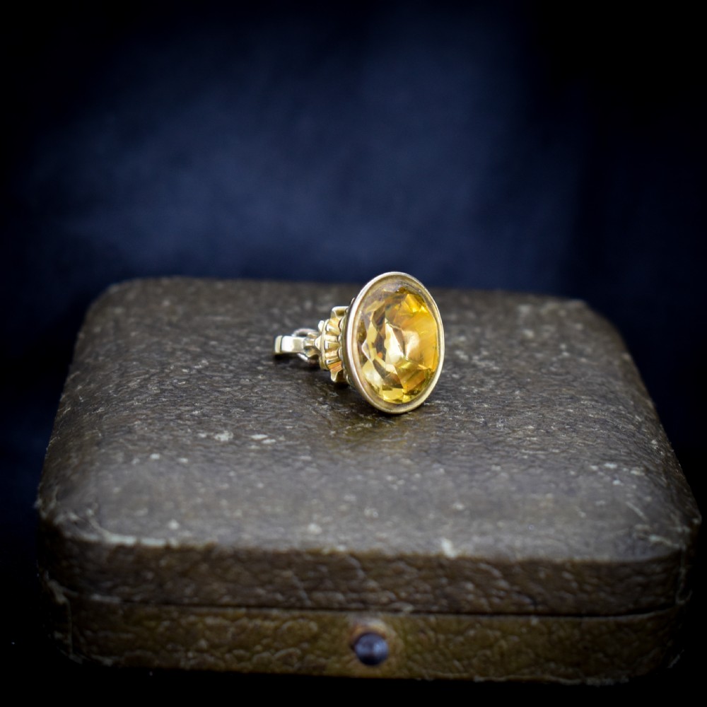 Antique Foiled Citrine Gold Miniature Small Fob Seal Charm View II