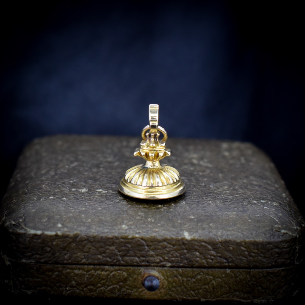 Antique Foiled Citrine Gold Miniature Small Fob Seal Charm View III