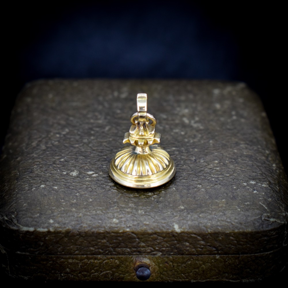 Antique Foiled Citrine Gold Miniature Small Fob Seal Charm View IV