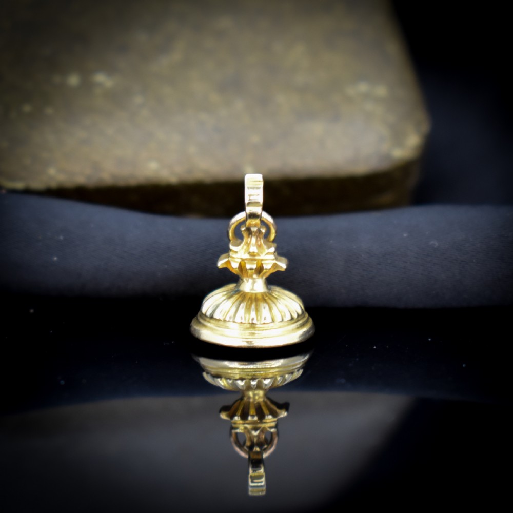 Antique Foiled Citrine Gold Miniature Small Fob Seal Charm View VI