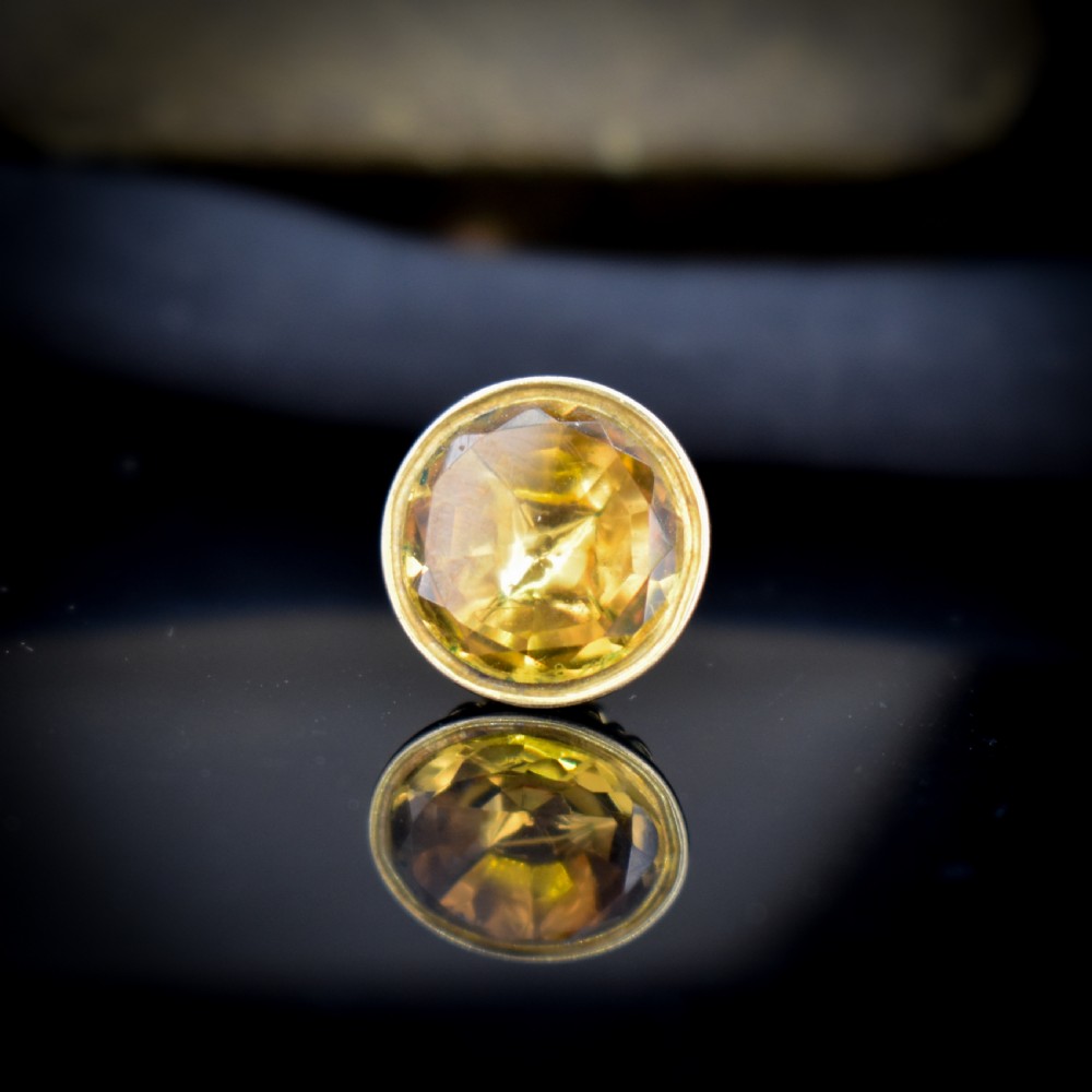 Antique Foiled Citrine Gold Miniature Small Fob Seal Charm View VII