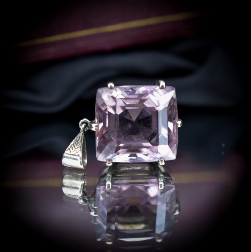 Art Deco Large Amethyst Sterling Silver Pendant | Antique View IV