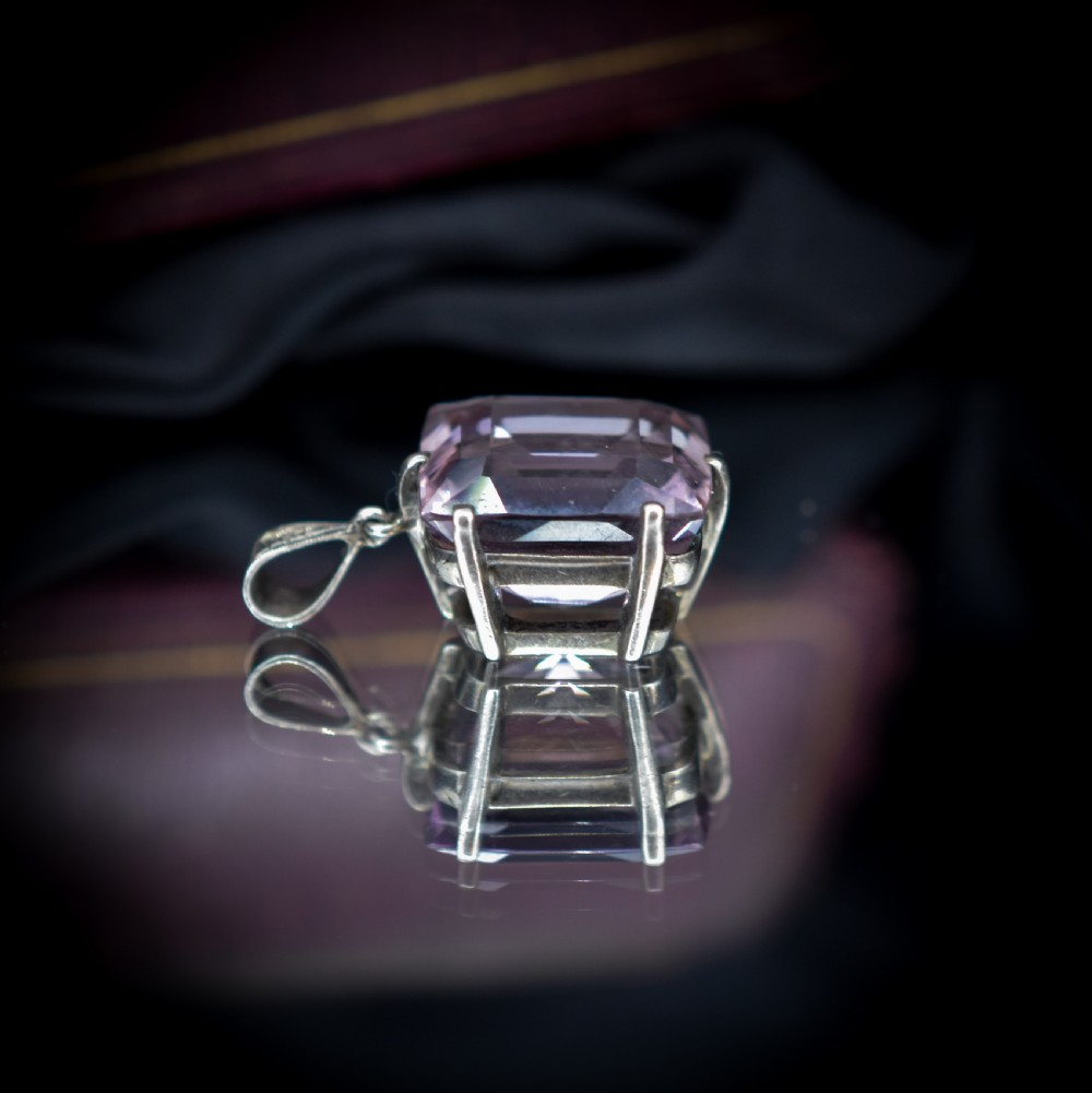 Art Deco Large Amethyst Sterling Silver Pendant | Antique View VII