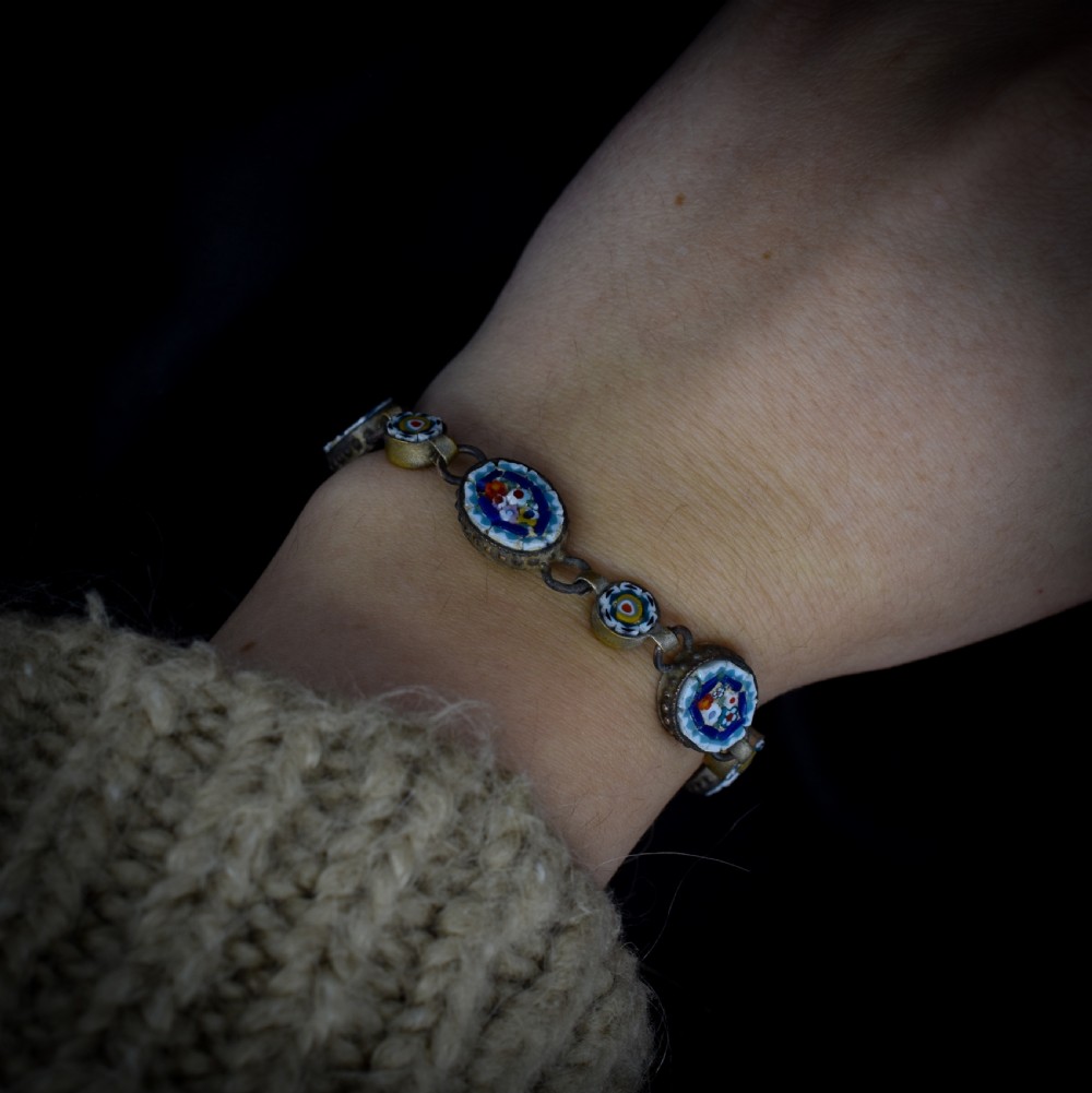 Antique Victorian Micro Mosaic Floral Bracelet View II