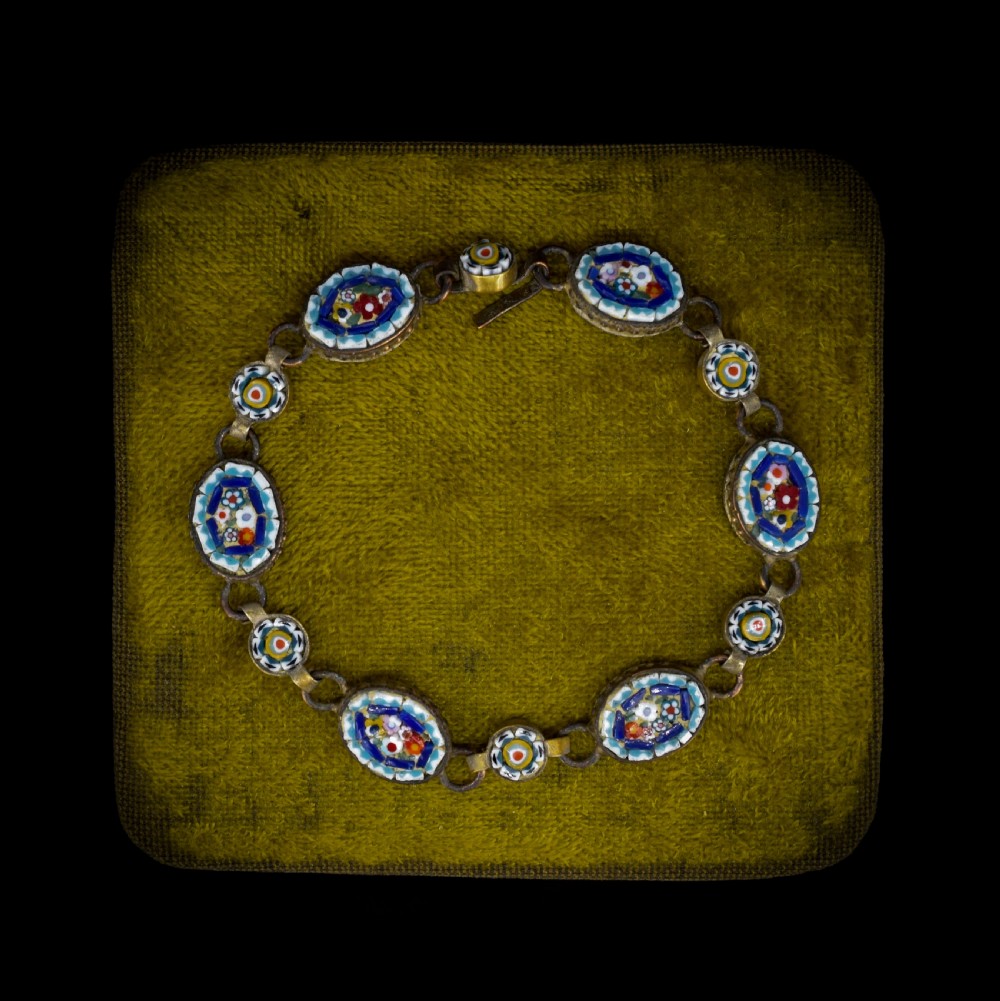 Antique Victorian Micro Mosaic Floral Bracelet View III