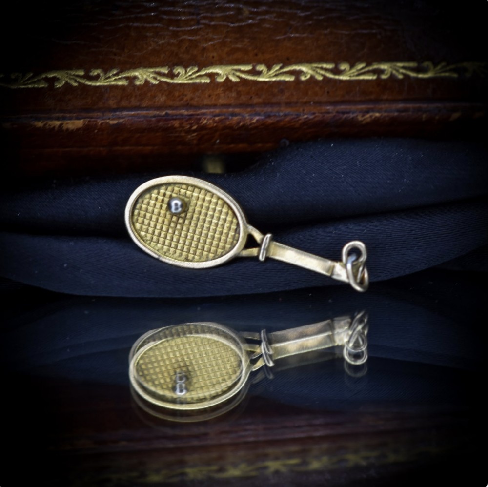 Vintage Tennis Racket 9ct 9K Gold Charm Pendant