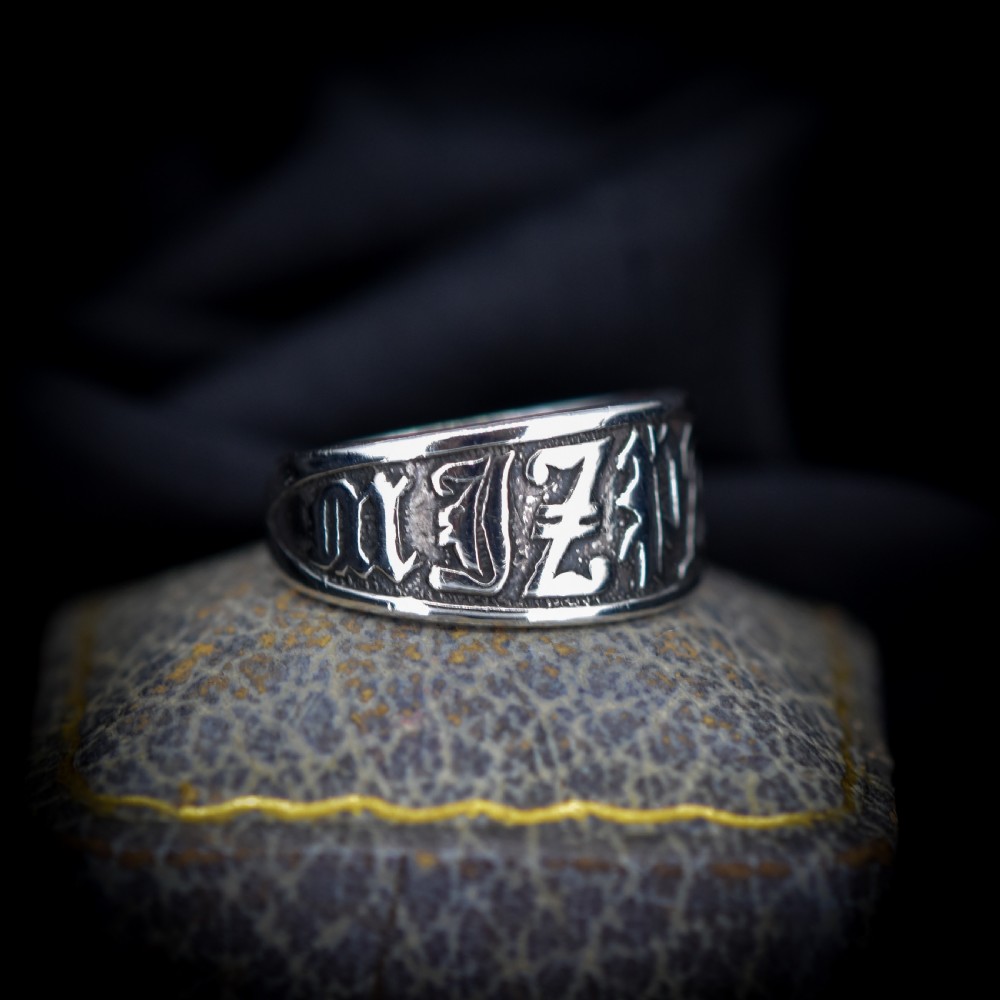 Antique Mizpah Sterling Silver Chunky Band Ring View III