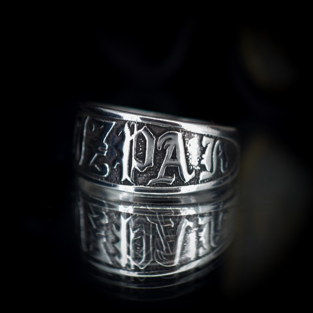 Antique Mizpah Sterling Silver Chunky Band Ring View VI