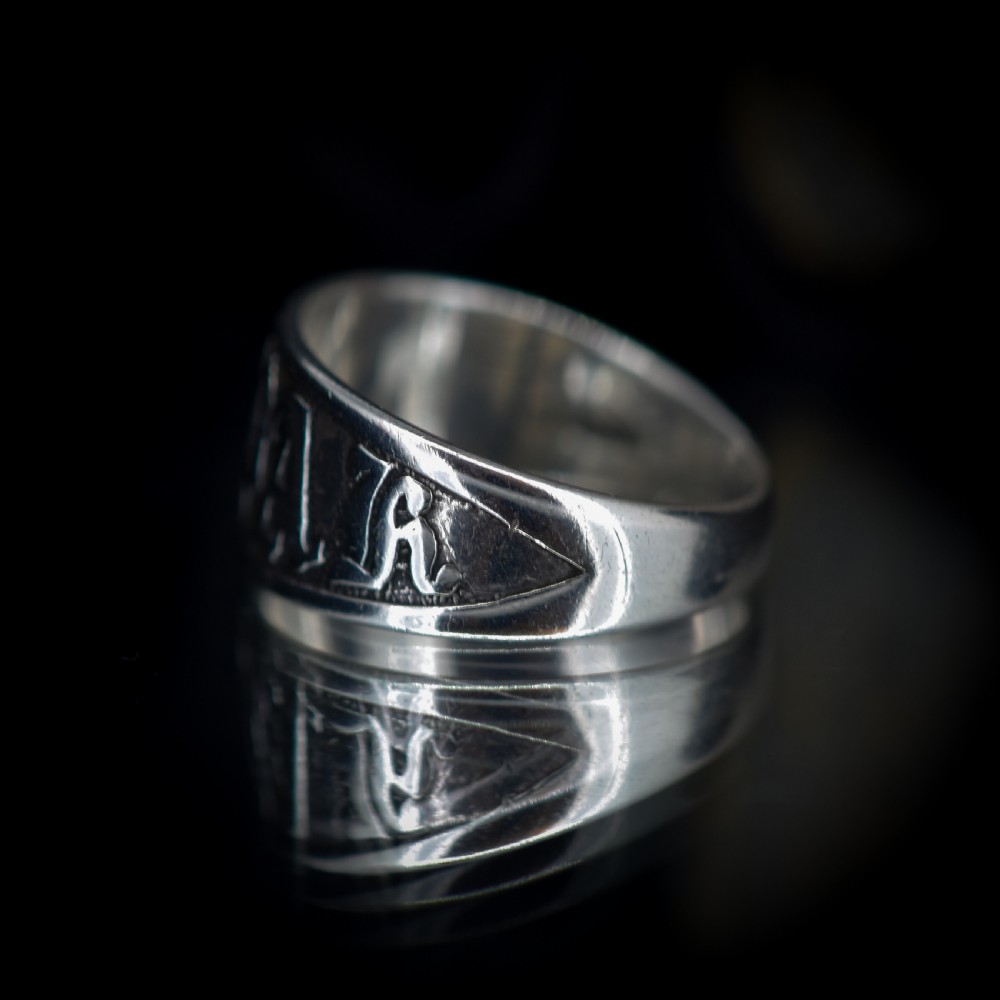 Antique Mizpah Sterling Silver Chunky Band Ring View VII