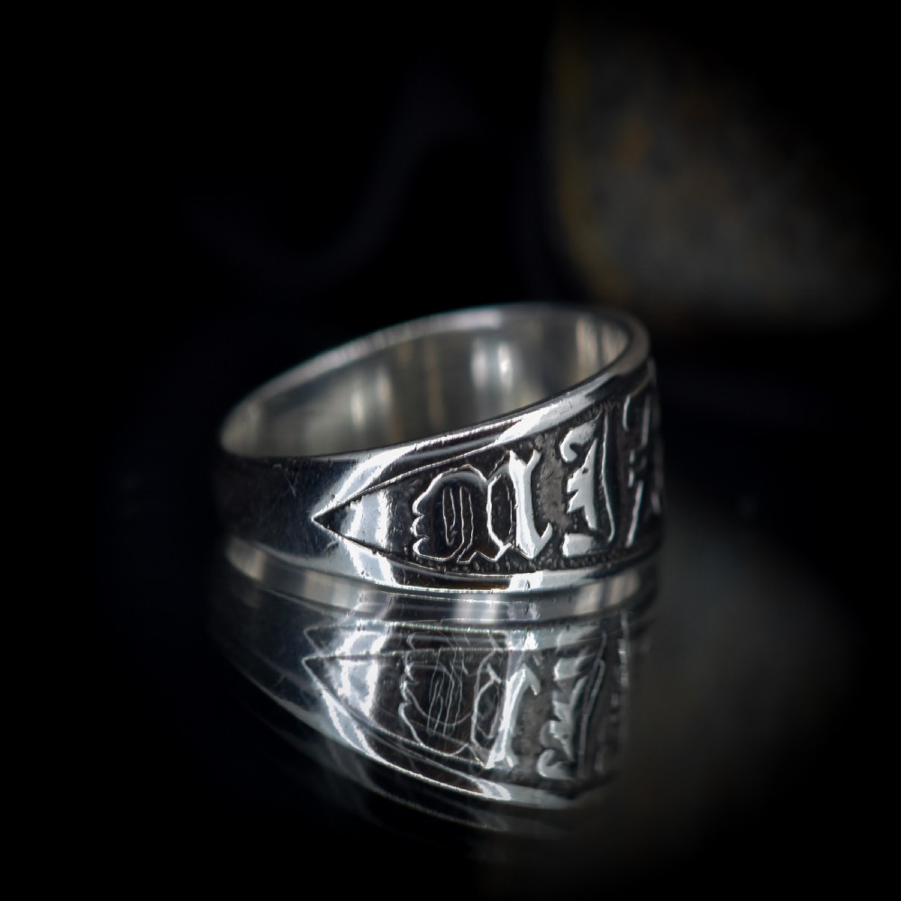 Antique Mizpah Sterling Silver Chunky Band Ring View VIII