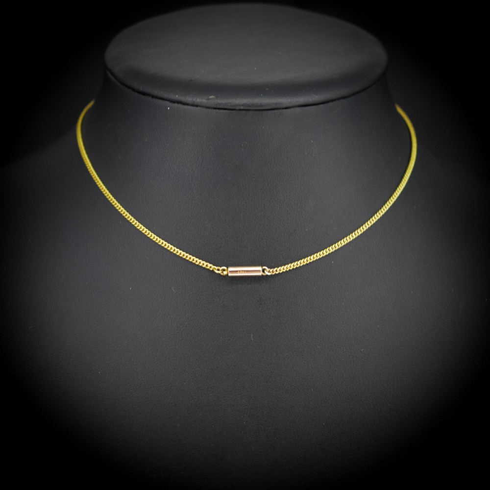 Antique Victorian Short Curb Gold Chain Necklace with Barrel Clasp | 13