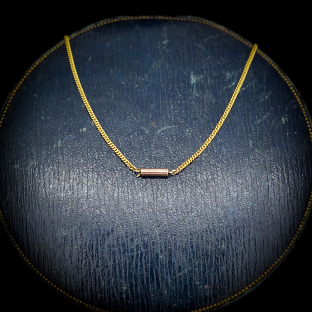 Antique Victorian Short Curb Gold Chain Necklace with Barrel Clasp | 13