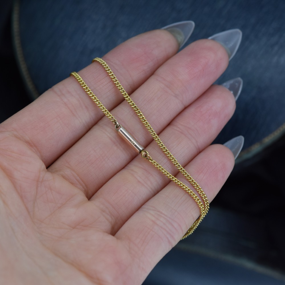 Antique Victorian Short Curb Gold Chain Necklace with Barrel Clasp | 13