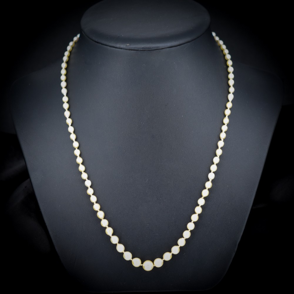 Antique Natural Pearl Diamond 18ct Gold Strand Necklace View V