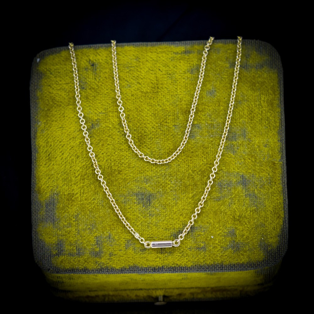 Antique Victorian Short Gold Chain Necklace with Barrel Clasp | 17.5