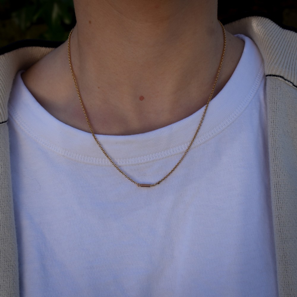 Antique Victorian Short Gold Chain Necklace with Barrel Clasp | 17.5