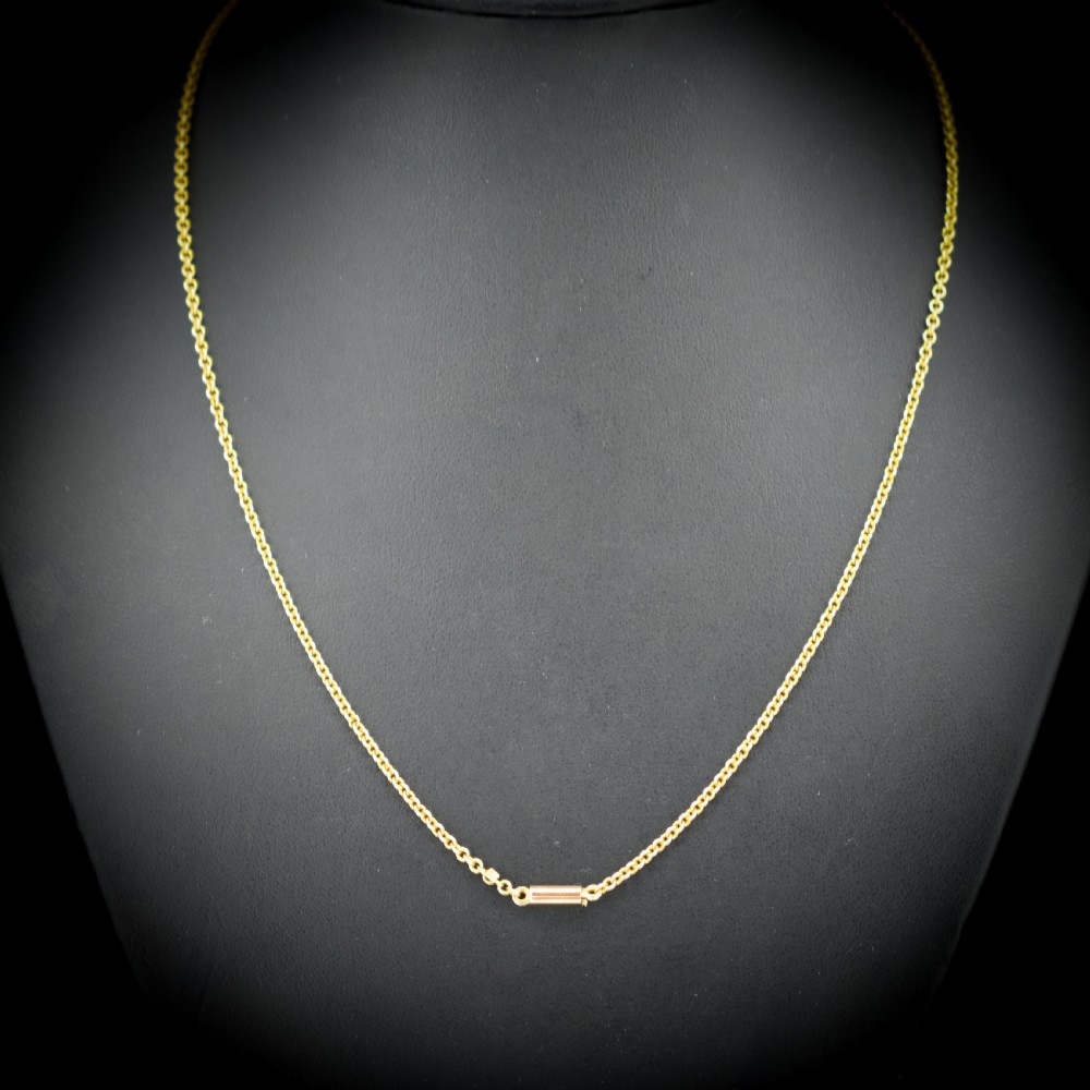 Antique Victorian Short Gold Chain Necklace with Barrel Clasp | 17.5