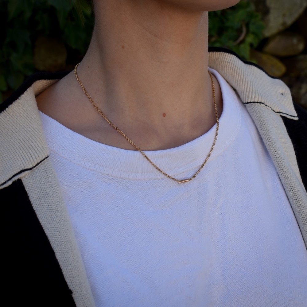 Antique Victorian Short Gold Chain Necklace with Barrel Clasp | 17.5