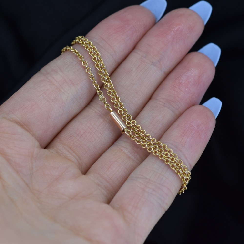 Antique Victorian Short Gold Chain Necklace with Barrel Clasp | 17.5