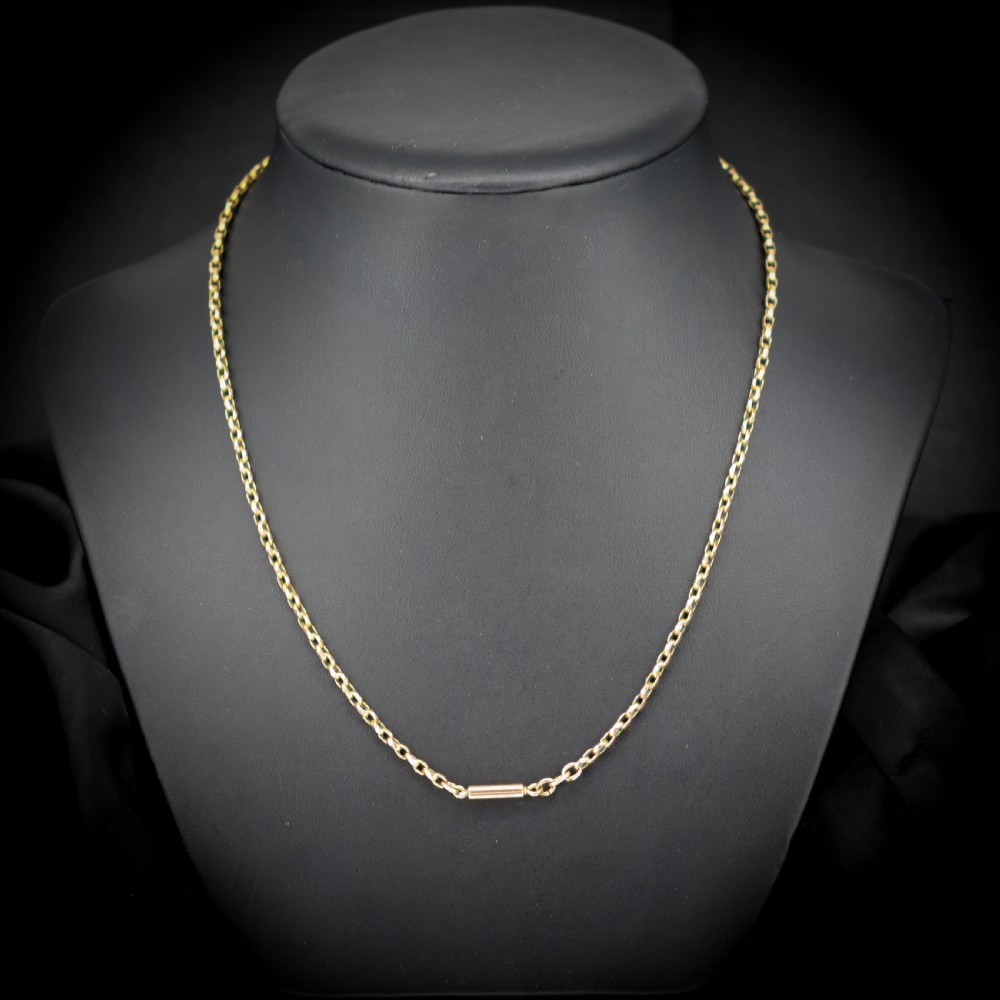 Antique Victorian Short Rolled Gold Belcher Chain Necklace | 17.5