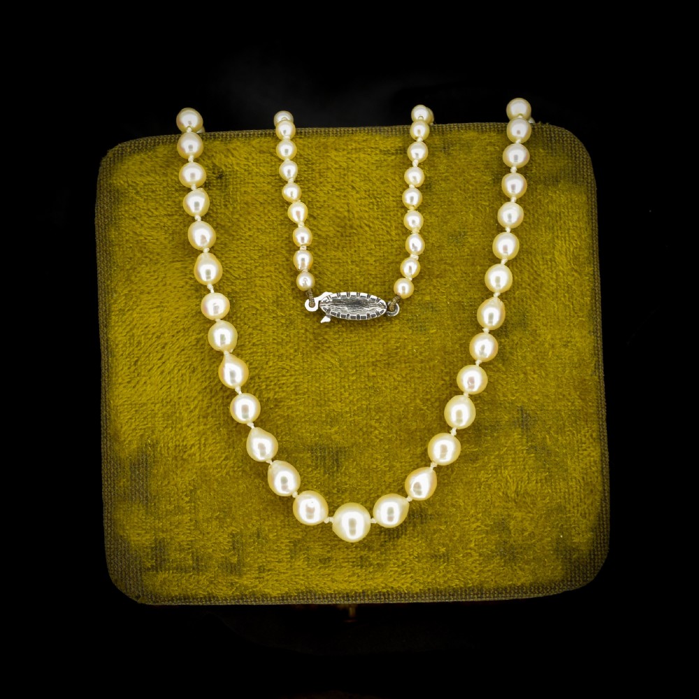 Antique Pearl Silver Strand Necklace