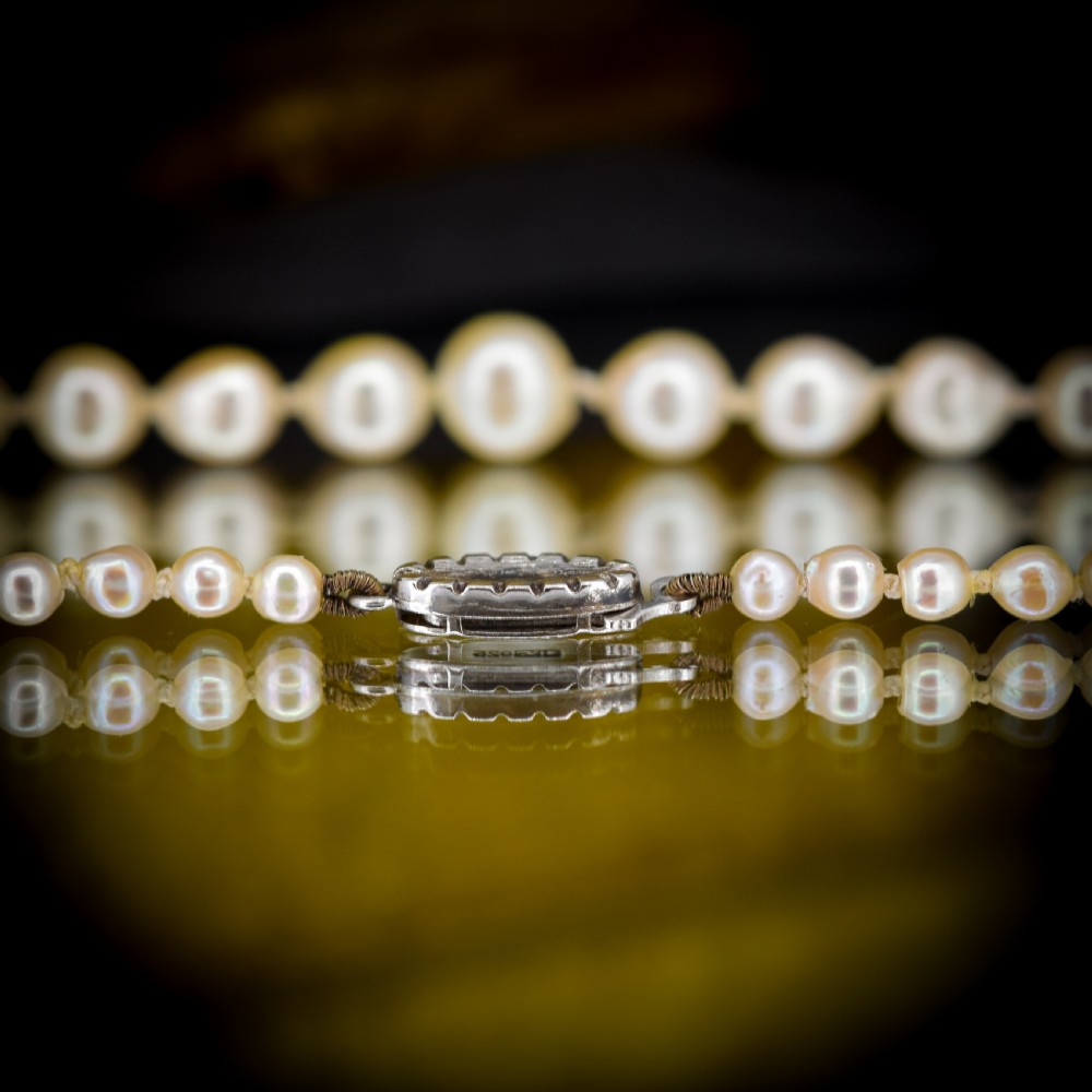 Antique Pearl Silver Strand Necklace View VII