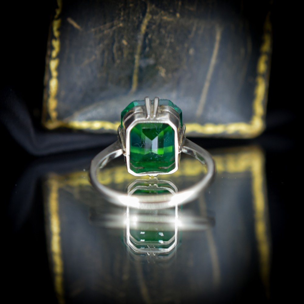 Art Deco Emerald Doublet Solitaire White Gold Ring View X