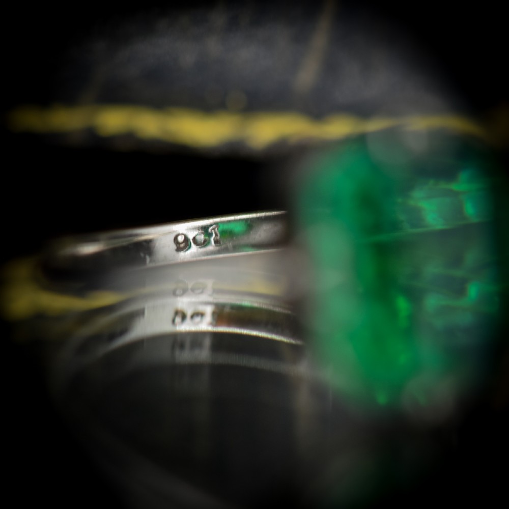 Art Deco Emerald Doublet Solitaire White Gold Ring View XI