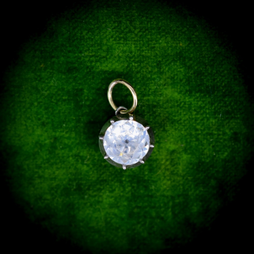 Antique Georgian Round Paste Silver Gold Charm Pendant